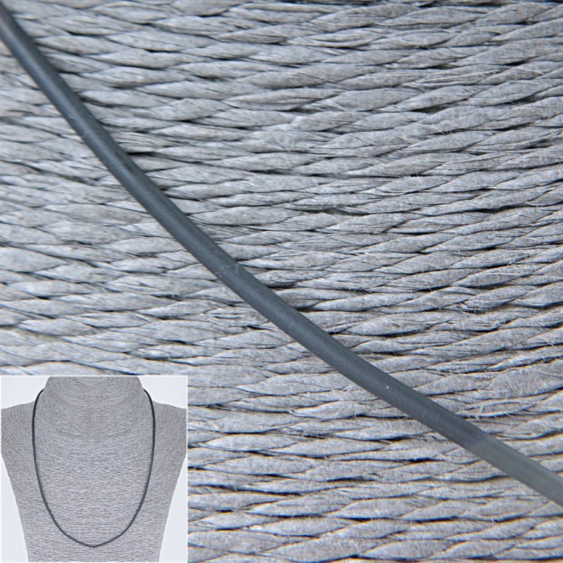 Price per pack /10pcs. Grey rubber cord with clasp, diameter 2.5mm +/-, length 50-55cm +