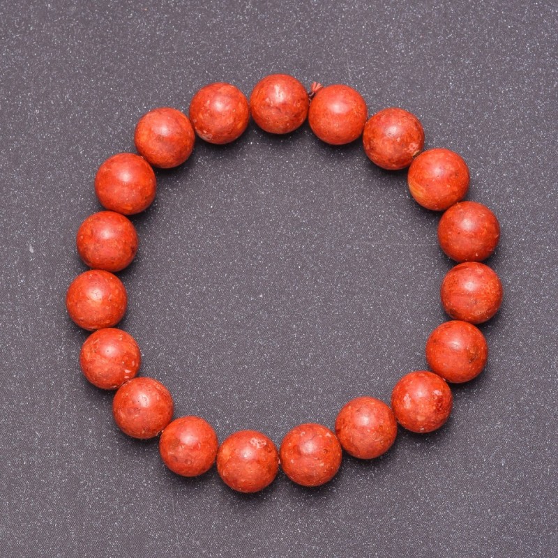 Natural Sponge Coral Bracelet on Elastic Band, 10mm diameter, 18cm length