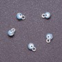 Findings Pendant "Eye", diameter 4mm, length 6mm, light blue enamel, grey metal, pack of 14pcs