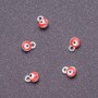 Findings Pendant "Eye", diameter 4mm, length 6mm, red enamel, grey metal, pack of 14pcs