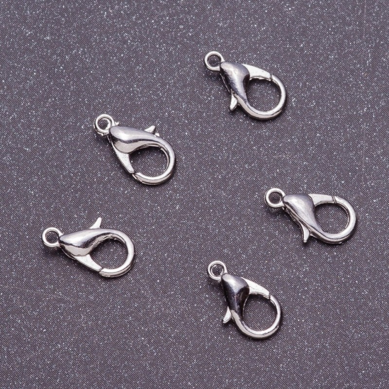 Price per pack/10 pcs. Carabiner clasp, diameter 7mm, length 12mm dark metal colour