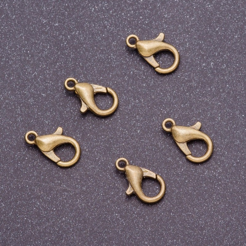 Lobster Clasp, 6mm Diameter, 12mm Length, Metal Colour Bronze (Pack of 10)
