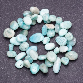 Natural Stone Beads Amazonite Butterfly Tumbled Grade B, diameter 6-12mm (+/-) on string, 41cm length