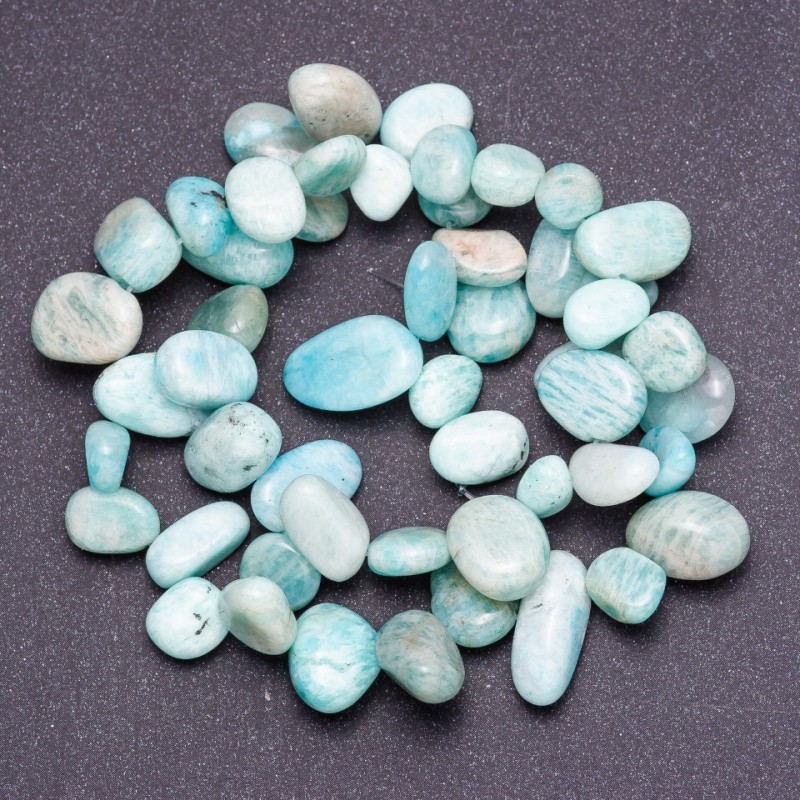Natural Stone Beads Amazonite Butterfly Tumbled Grade B, diameter 6-12mm (+/-) on string, 41cm length