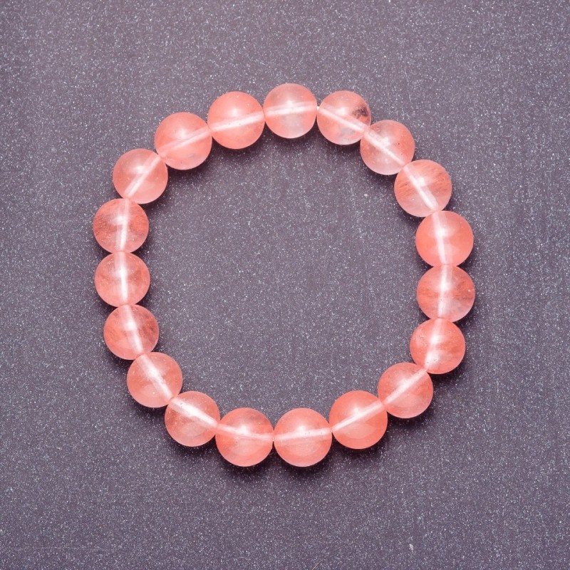 Chalcedony Natural Stone Bracelet, smooth round bead 10 mm diameter (+-), elastic, 18 cm circumference