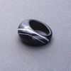 Natural Black and White Agate Solid Stone Ring, 19mm size