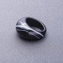 Natural Black and White Agate Solid Stone Ring, 19mm size