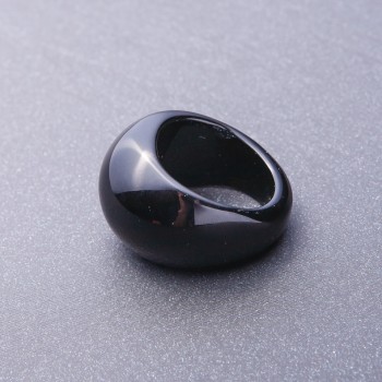 Ring with Black Agate, solid stone, size 19