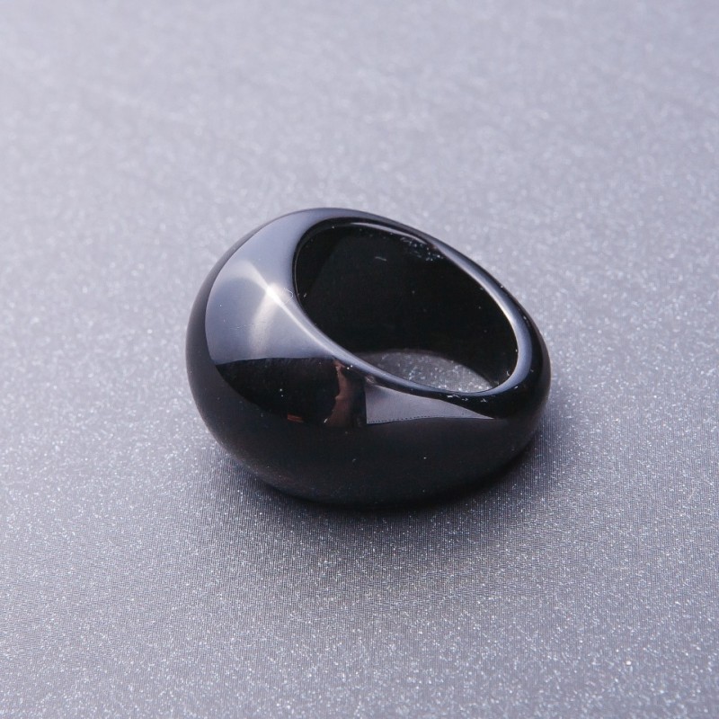 Ring with Black Agate, solid stone, size 19