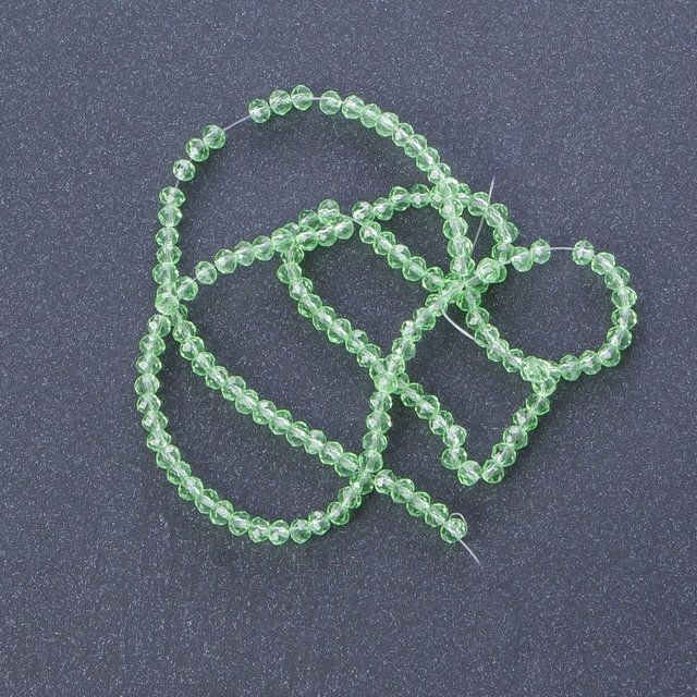 Czech Crystal Beads Clear Light Green, 37cm length, 3-4mm diameter