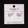 (5 mm) Button stud earrings butterfly wings with crystals 2 pieces Silver
