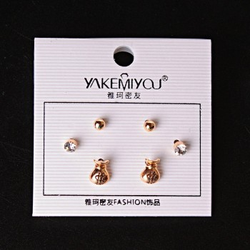 ( 5 mm ) Earrings Money Pouch Beads with Crystals Gold