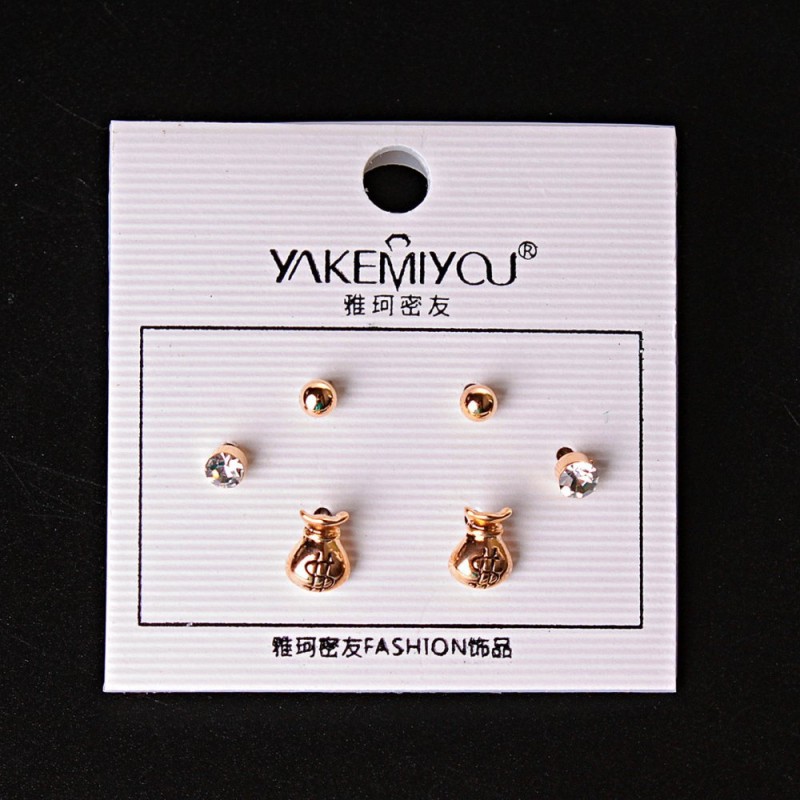 ( 5 mm ) Earrings Money Pouch Beads with Crystals Gold