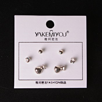 ( 5 mm ) Earrings Money Pouch Beads with Crystals Silver