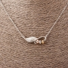 Leaf Pendant on Anchor Chain, length 52cm, diameter 2x1.7cm, silver-tone metal