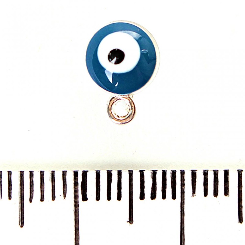 Hamsa Pendant Findings dark blue with silver metal 6mm pack of 12