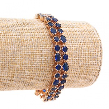 Xuping Women's Bracelet, blue crystals of round and oval shape, gold colour