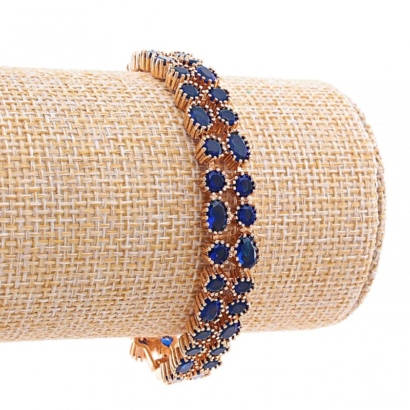 Xuping Women's Bracelet, blue crystals of round and oval shape, gold colour