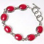 Clearance Bracelet Oval Coral Stones Toggle Clasp