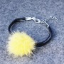 Bracelet leatherette faux leather Yellow natural fur