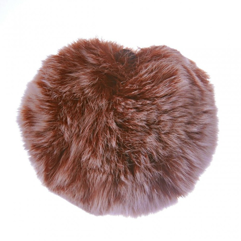 Keyring pendant bell on elastic natural fur 5 cm brown
