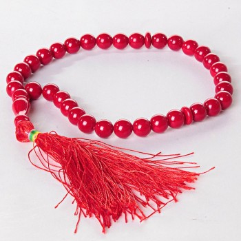 Beads Necklace Coral, 10mm beads, length 30cm