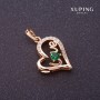 Xuping Love Pendant, green stone, gold colour, 27x16mm
