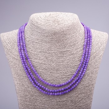 Three-Row Necklace "Amethyst" (imitation) made of natural stone, faceted bead, diameter 4mm, length 47mm