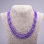 Three-Row Necklace "Amethyst" (imitation) made of natural stone, faceted bead, diameter 4mm, length 47mm