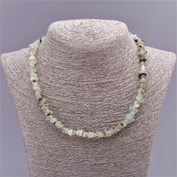 Prehnite Necklace, tumbled cross-cut beads, diameter 8mm (+-), length 47cm