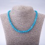 Natural Tinted Stone "Aquamarine" (Synthetic) Necklace, faceted round beads, 6mm diameter, 45cm length