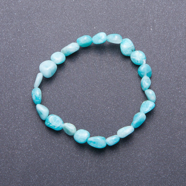Natural Amazonite Tumbled Stone Bracelet, 7mm(+-) diameter, 18cm circumference, on elastic band