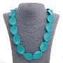 Necklace Turquoise (pressed), oval flat slightly twisted, length 71cm