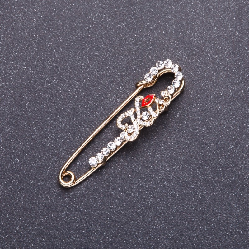 Kiss Pin Brooch, gold-toned metal, 5.8x1.4cm