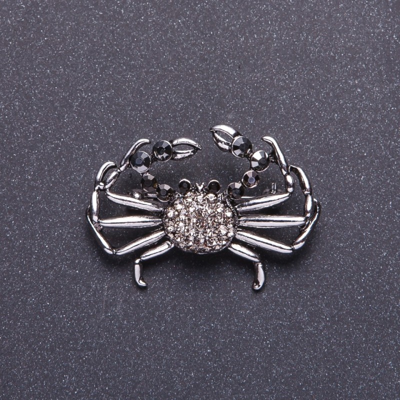 Brooch "Diamond Crab" Silver-Coloured Metal, 4×2.7cm