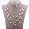 Earrings and Necklace Set "Strings of the Soul" white mother-of-pearl beads, diameter 7mm 5mm, length 46-50cm