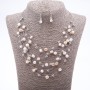 Earrings and Necklace Set "Strings of the Soul" white mother-of-pearl beads, diameter 7mm 5mm, length 46-50cm