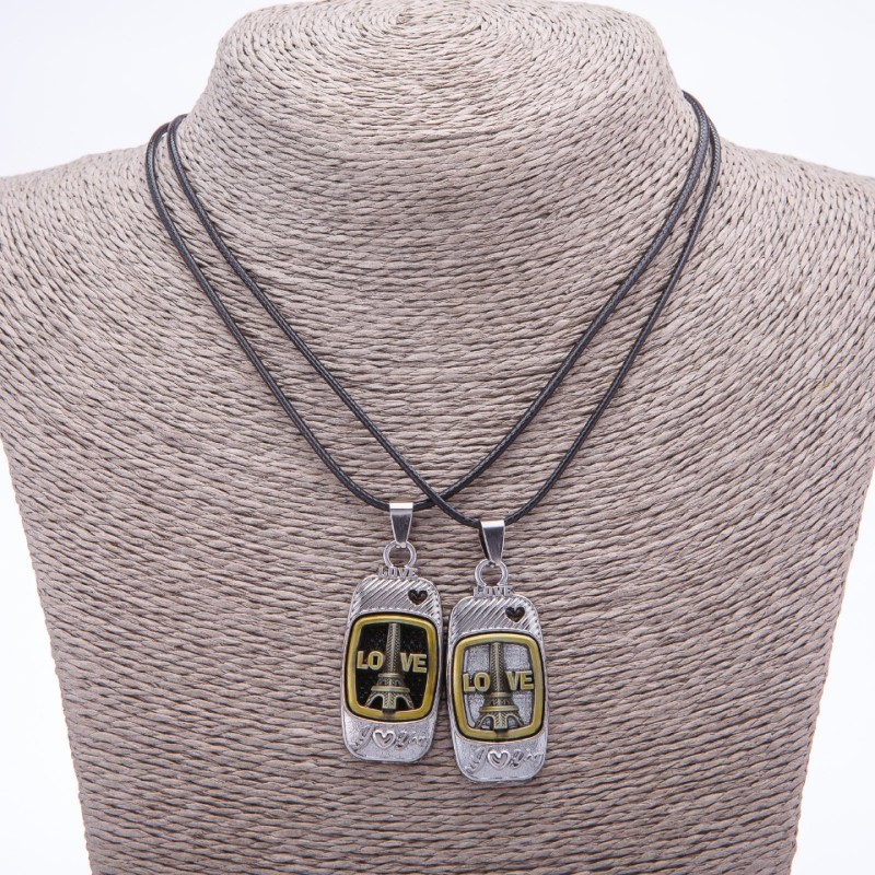 Matching Friendship Pendants "Love on a Cord", length 45cm, metal colour "silver and bronze"