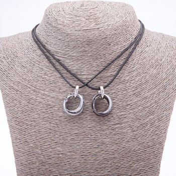 Matching Friendship Pendants "Rings on a Cord", length 45cm, metal colour "silver"