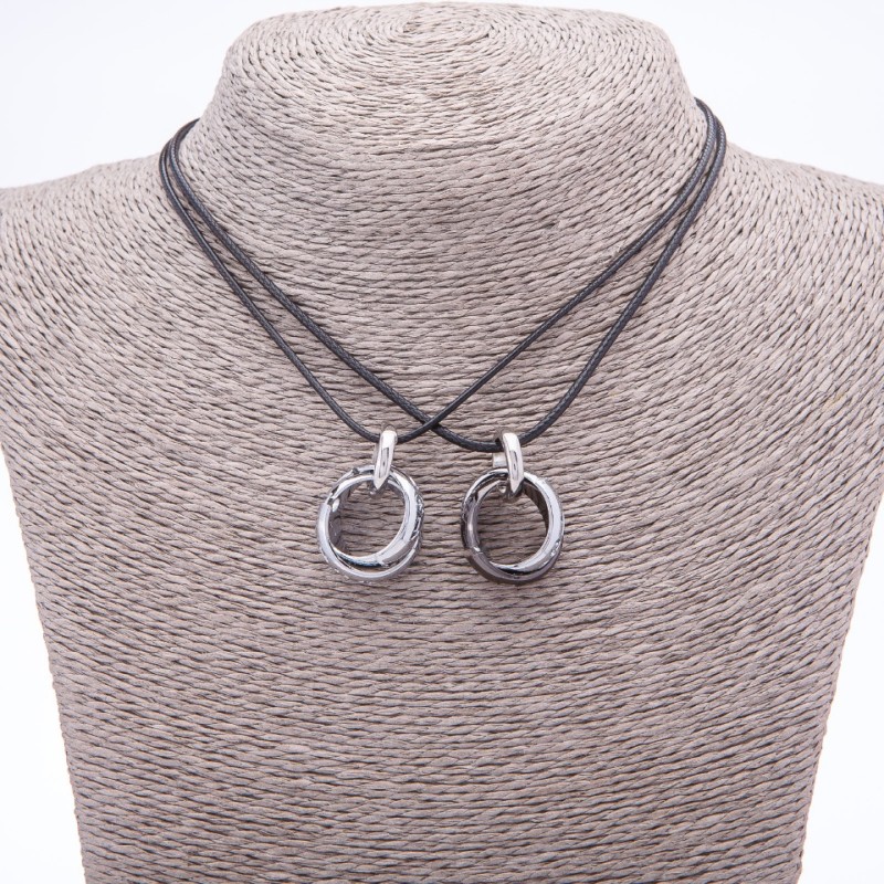 Matching Friendship Pendants "Rings on a Cord", length 45cm, metal colour "silver"