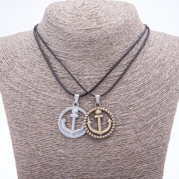 "Anchors" Matching Friendship Pendant on Cord, 45cm Length, Metal Colour "Silver and Bronze"