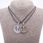 "Anchors" Matching Friendship Pendant on Cord, 45cm Length, Metal Colour "Silver and Bronze"