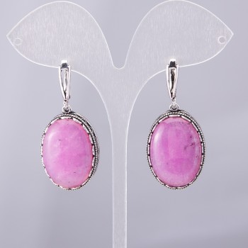 Earrings "Amethyst" (imitation), "prong" setting, oval stone 2.7x2.0cm, length 4.5cm