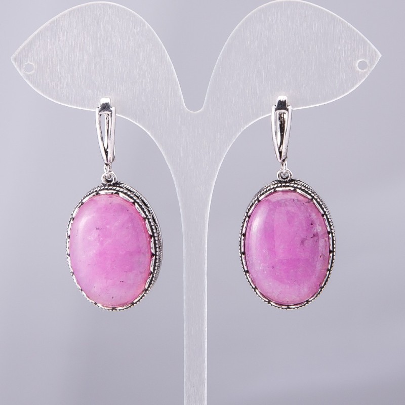 Earrings "Amethyst" (imitation), "prong" setting, oval stone 2.7x2.0cm, length 4.5cm