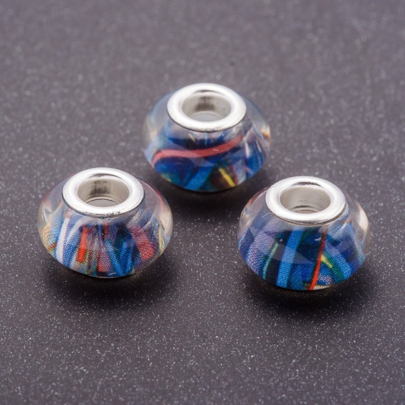 Pandora Bead Blue Plastic, 13mm diameter, 5mm hole, pack of 11