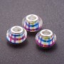 Pandora Bead Pink-Blue Chequered Plastic, 13mm diameter, 5mm hole, pack of 11