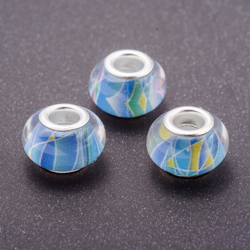 Pandora Blue Bead Plastic, 13mm diameter, 5mm hole, pack of 11