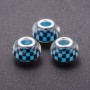 Pandora Bead Blue Chequered Mother-of-Pearl Effect Plastic, diameter 13mm, hole diameter 5mm, pack of 11pcs