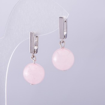 Elegant Rose Quartz Earrings, diameter 10mm