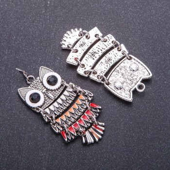 Jewellery Findings Owl Pendant, colour enamel, length 5cm